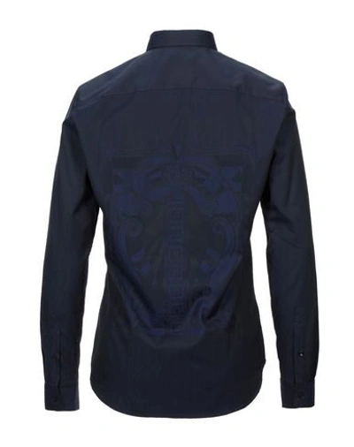 Shop Versace Shirts In Dark Blue