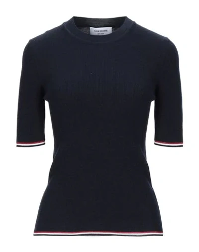 Shop Thom Browne Woman Sweater Midnight Blue Size 8 Wool, Viscose