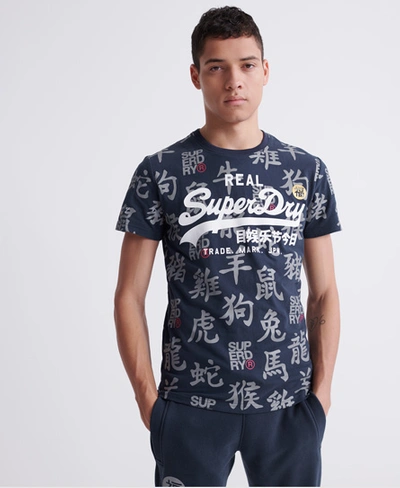 Shop Superdry Cny T-shirt In Dark Blue