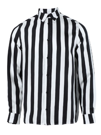 Shop Amiri Striped Button-up Shirt Black & White