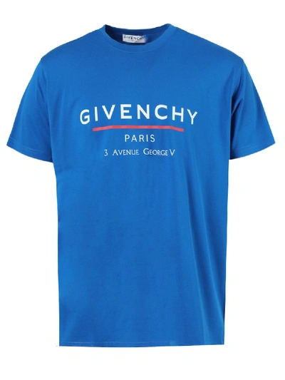 Shop Givenchy Ocean Blue Oversized Sporty Logo T-shirt