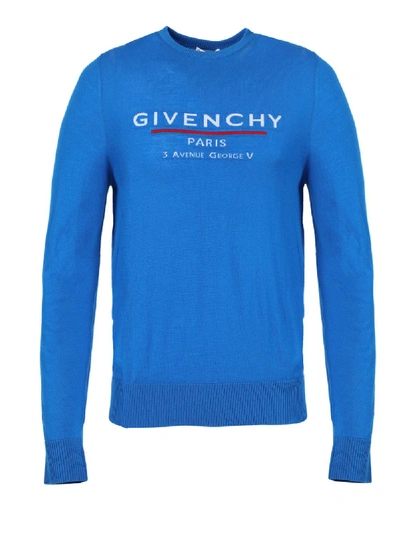 Shop Givenchy Ocean Blue Atelier Crew-neck Sweater
