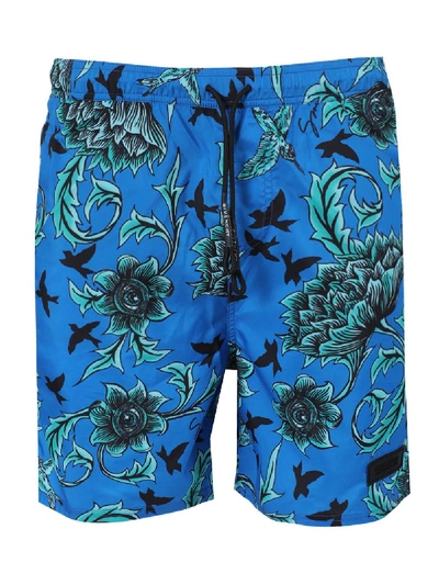 Shop Givenchy Ocean Blue Print Swim Shorts