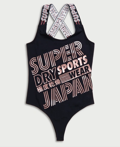 Shop Superdry Flash Sport Bodysuit In Dark Blue