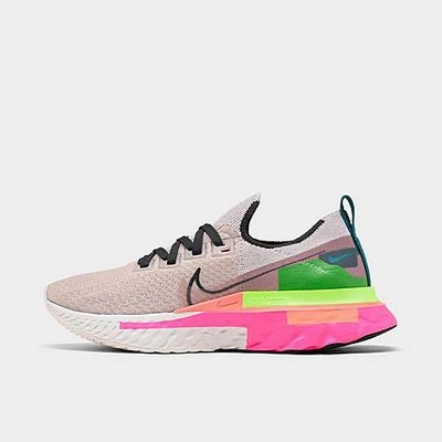 Shop Nike Women's React Infinity Run Flyknit Premium Running Shoes In Violet Ash/pink Blast/atomic Pink/dark Smoke Grey