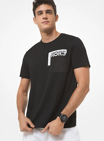 Shop Michael Kors Logo Pocket Cotton T-shirt In Black