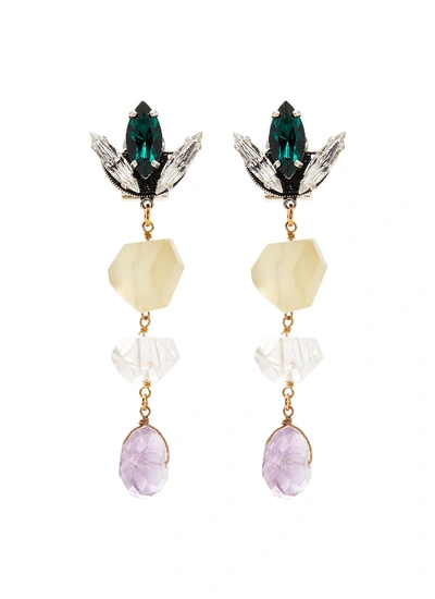 Shop Anton Heunis 'tulip' Swarovski Crystal Quartz Antique Silver Drop Earrings In Multi-colour