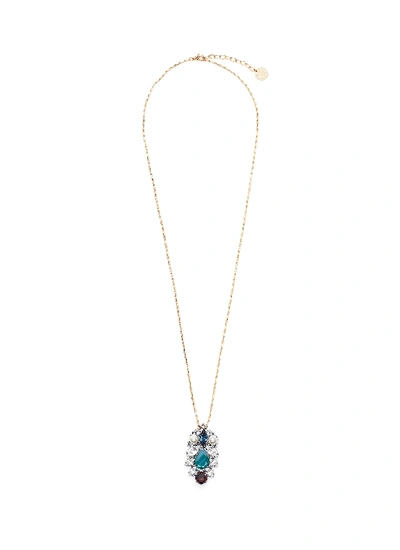 Shop Anton Heunis 'leaf' Swarovski Crystal Pearl Pendant Necklace In Multi-colour