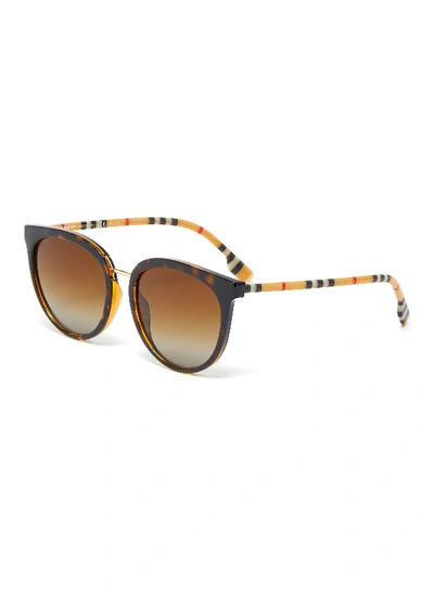 Shop Burberry Horn-rimmed Angular Frame Acetate Sunglasses In Multi-colour