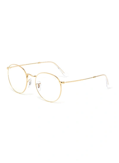 Shop Ray Ban Metal Round Frame Anti Blue Ray Optical Glasses In Multi-colour