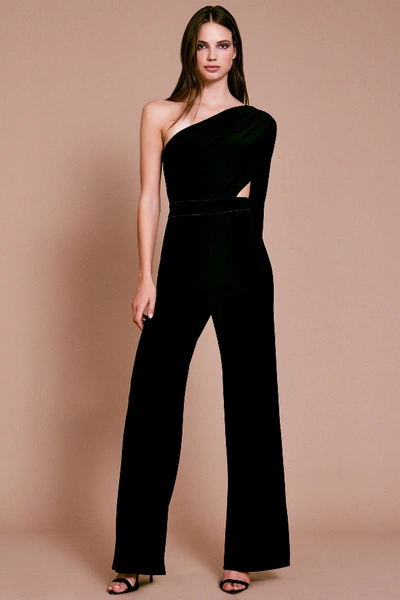 Shop Tadashi Shoji Joni One-shoulder Jumpsuit In Black