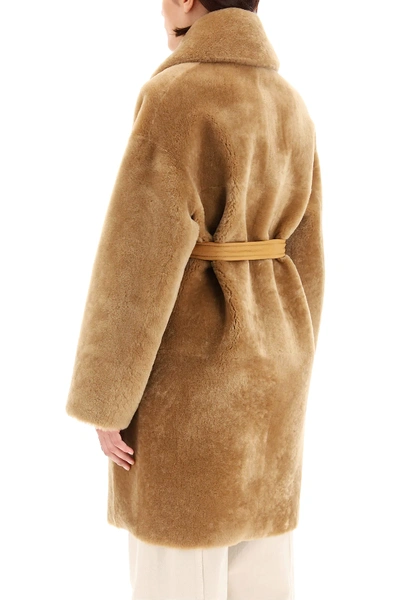 Shop Blancha Reversible Shearling Coat In Brown