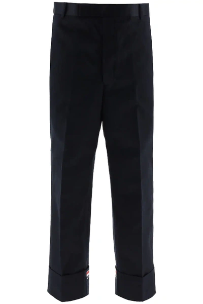 Shop Thom Browne Wide Leg Trousers In Blue