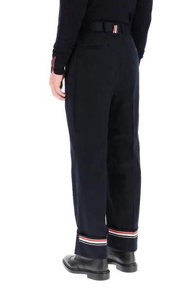 Shop Thom Browne Wide Leg Trousers In Blue