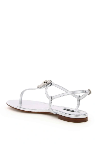 Shop Dolce & Gabbana Devotion Thong Sandals In Silver