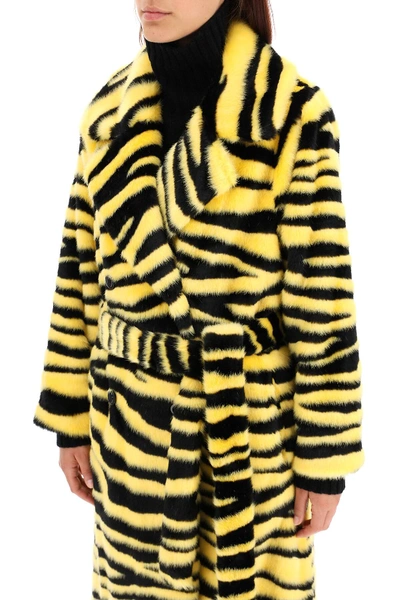 Shop Stand Studio Chrystal Eco-fur Coat In Yellow,black