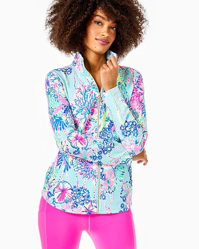 Shop Lilly Pulitzer Women's Upf 50+ Leona Zip-up Jacket In Blue Size Xl, Blooming Together -  In Blue