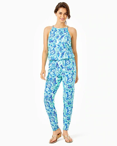 Shop Lilly Pulitzer Keeran Jumpsuit In Sea Glass Aqua Seeing Double