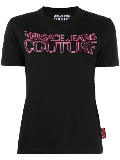 Shop Versace Jeans Couture Logo-print Crew Neck T-shirt In Black