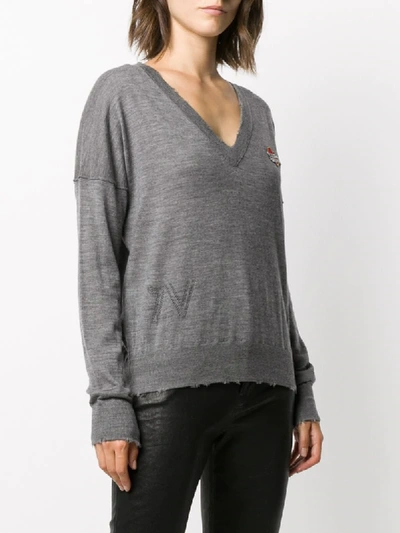 Shop Zadig & Voltaire Brume Love Ribbon Jumper In Grey