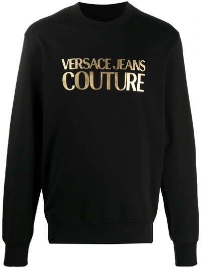 Shop Versace Jeans Couture Logo-print Sweatshirt In Black