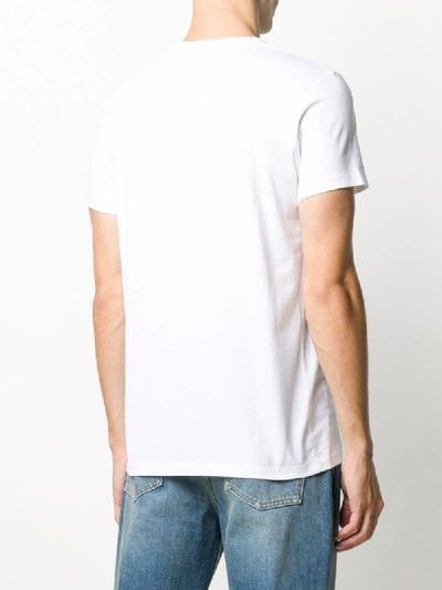 Shop Balmain Flocked-logo Slim-fit T-shirt In White