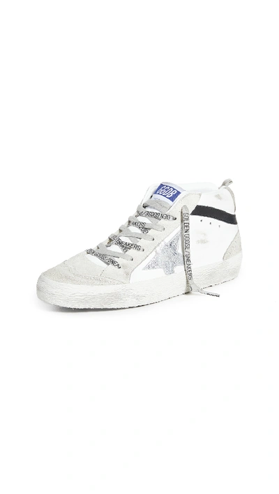 Shop Golden Goose Mid Star Sneakers In White/ice/silver/black