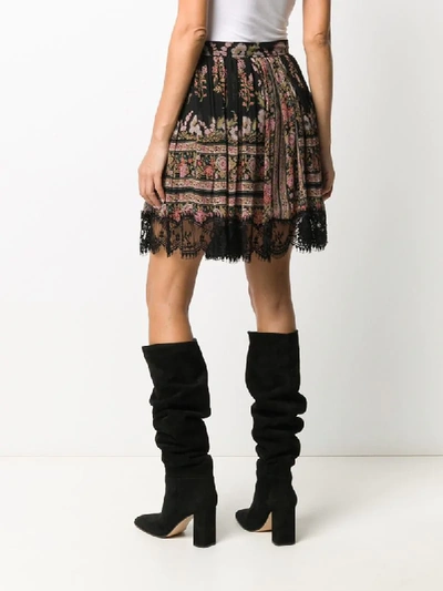 Shop Etro Floral-print Flared Skirt In Black