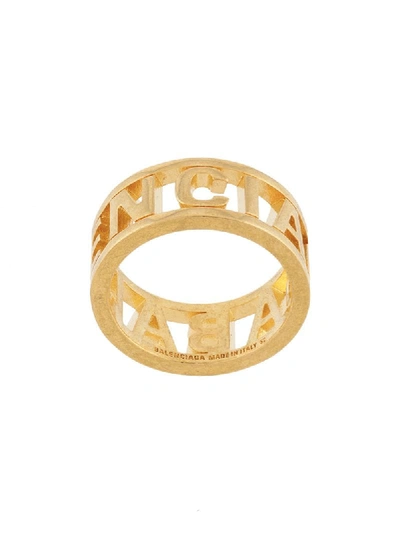 Shop Balenciaga Logo Ring In Gold