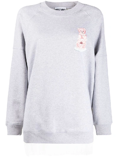 Shop Moschino Birthday Teddy Sweatshirt In Grey