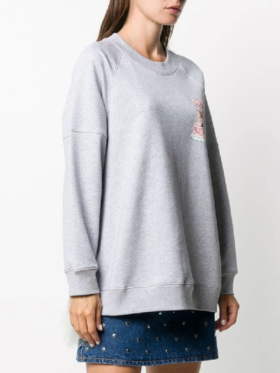 Shop Moschino Birthday Teddy Sweatshirt In Grey