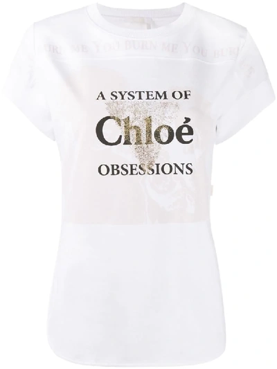 Shop Chloé Slogan-print T-shirt In White