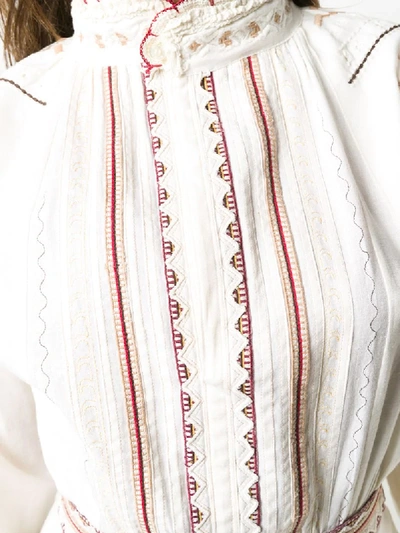 Shop Etro Embroidered Flared Dress In Neutrals