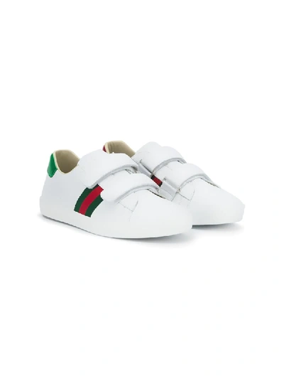 Shop Gucci Teen Web-detail Touch-strap Sneakers In White