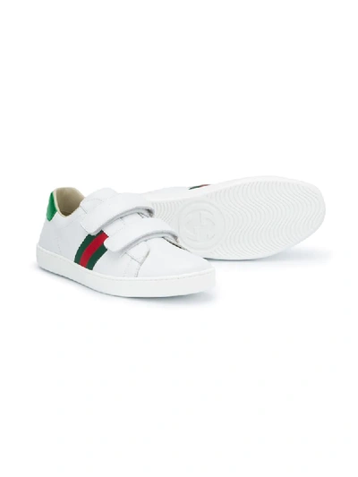 Shop Gucci Teen Web-detail Touch-strap Sneakers In White