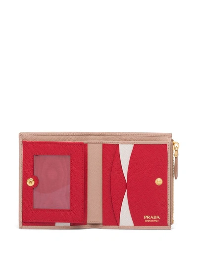 Shop Prada Small Saffiano Leather Wallet In Pink