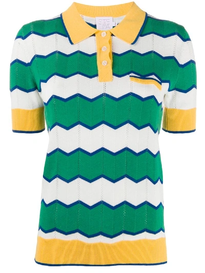 Shop Stella Jean Striped Knitted Polo Shirt In Green
