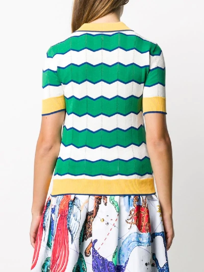 Shop Stella Jean Striped Knitted Polo Shirt In Green