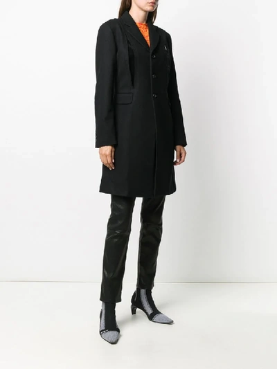 Shop Comme Des Garçons Comme Des Garçons Long-sleeved Deconstructed Coat In Black