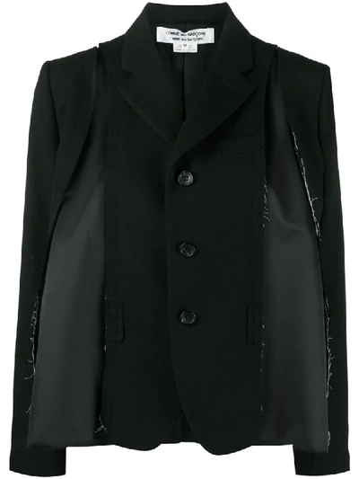 Shop Comme Des Garçons Comme Des Garçons Long-sleeved Deconstructed Blazer In Black