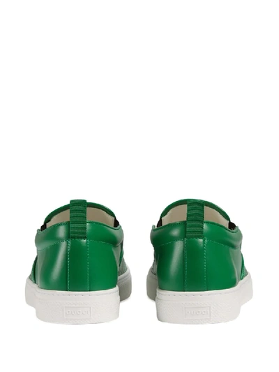 Shop Gucci Gg-embossed Slip-on Sneakers In Green