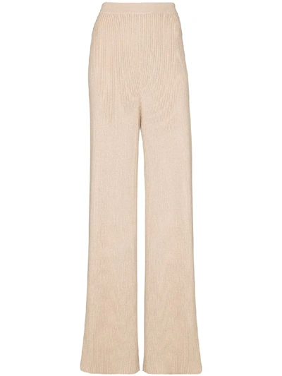 Shop Escvdo Viento Wide-leg Trousers In Neutrals