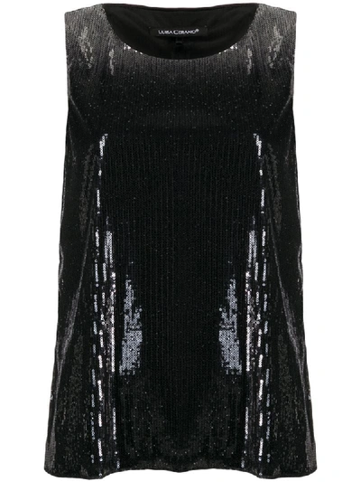 Shop Luisa Cerano Sequin Vest Top In Black