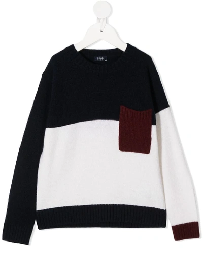 Shop Il Gufo Colour-block Knitted Jumper In Blue