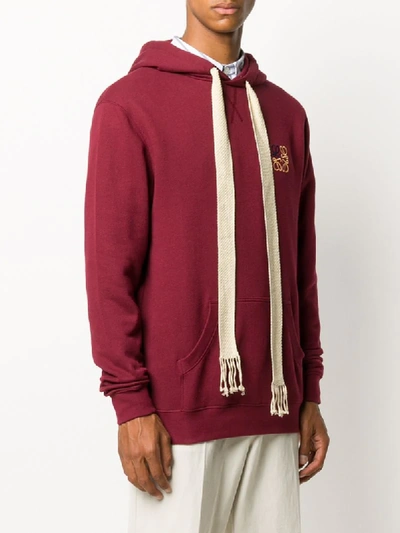 Shop Loewe Logo-embroidered Hoodie In Red