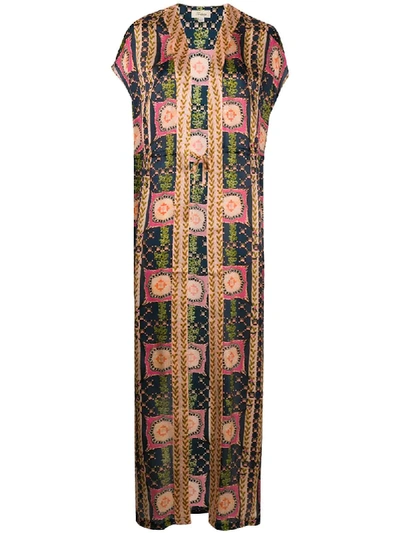 Shop Temperley London Etoile-print Silk Kaftan In Blue