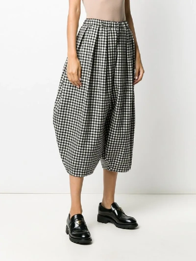 Shop Comme Des Garçons Comme Des Garçons Cropped Check Print Trousers In Black