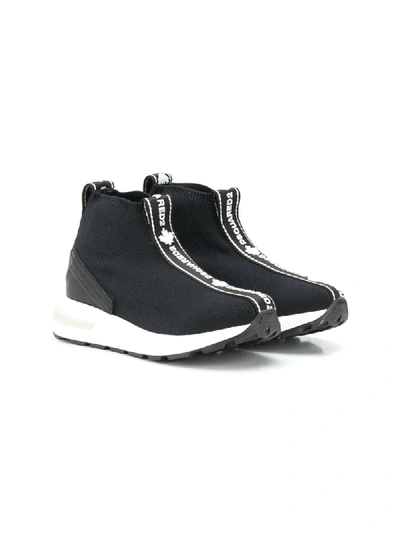 Shop Dsquared2 Logo Stripe Sock Trainers In Black