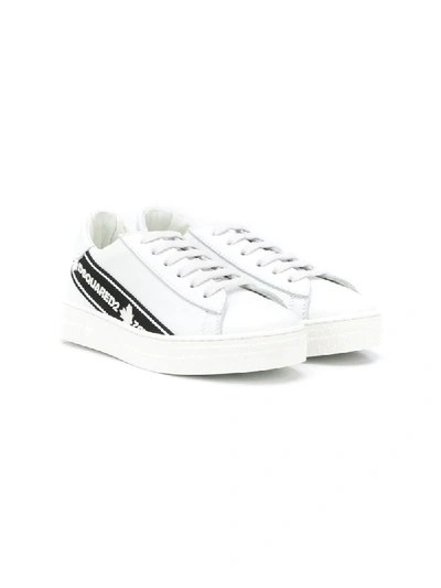 Shop Dsquared2 Side Stripe Lace-up Trainers In White