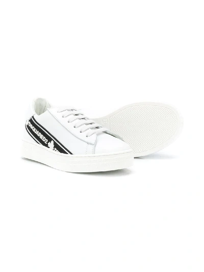 Shop Dsquared2 Side Stripe Lace-up Trainers In White